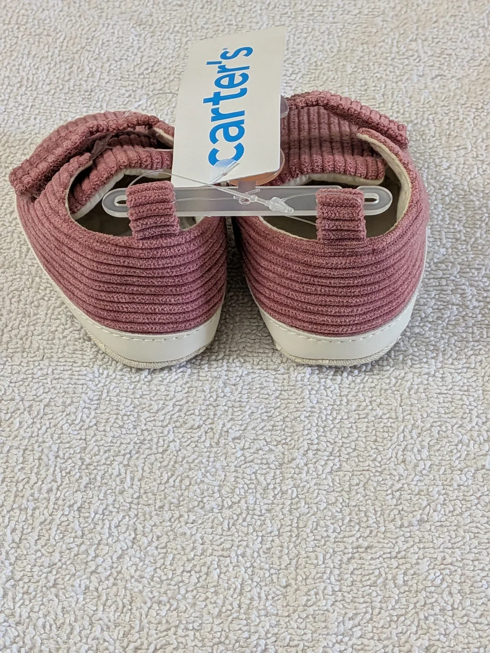 Carter's NWT Pink Corduroy Baby Shoes With Velcro Closure Sz 9-12 Months Cozy